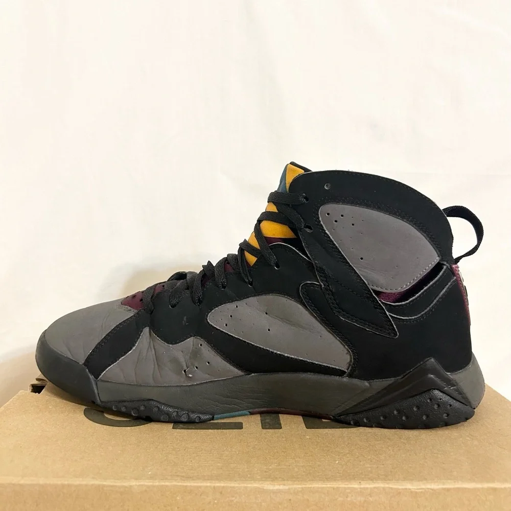 Jordan Men's High-Top Sneakers in Black and Gray with Burgundy Jumpman